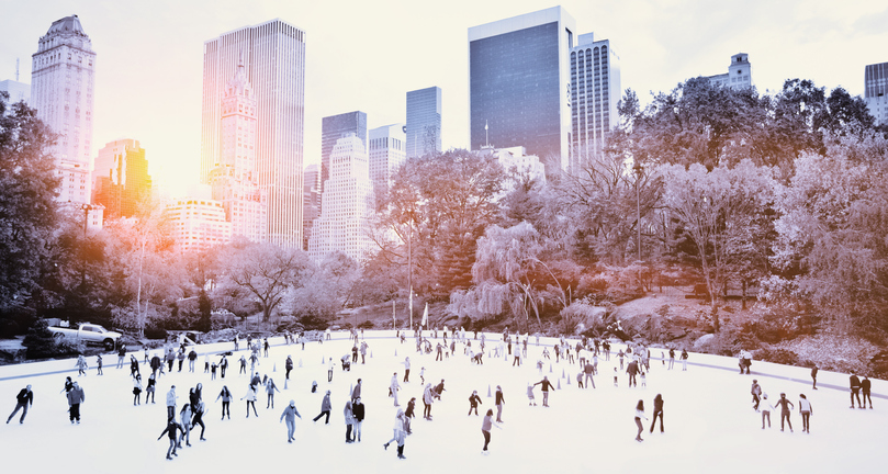 ice skating rink in winter in nyc
